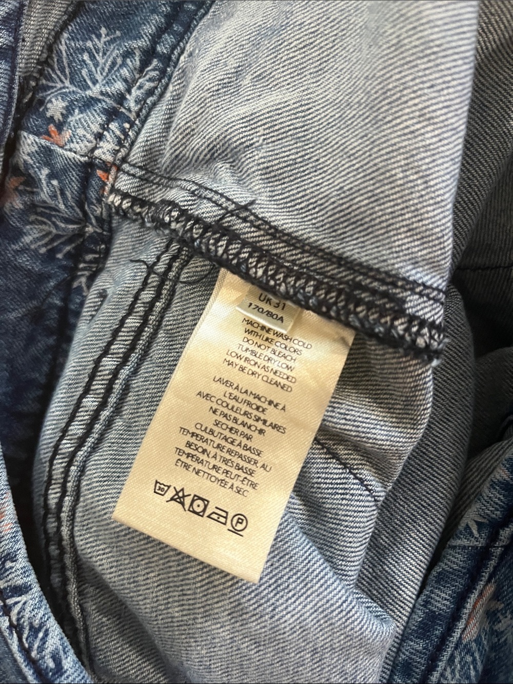 Pilcro Blue Floral-Print Denim Overalls - Picture 13 of 15